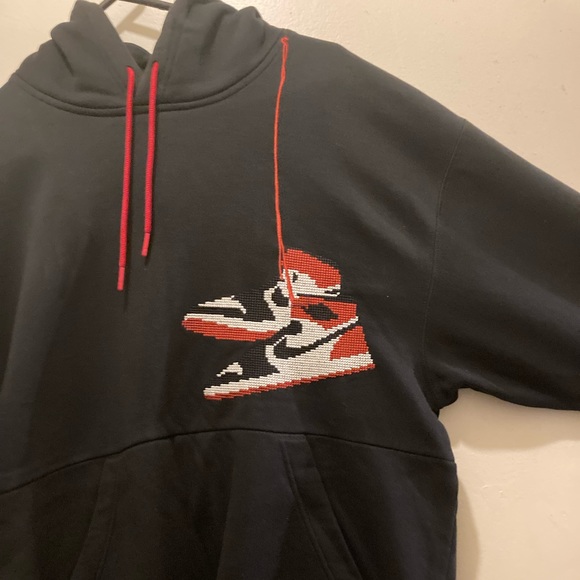 Embroided 'OG Black Toe' Jordan 1s Hoodie - Picture 2 of 10